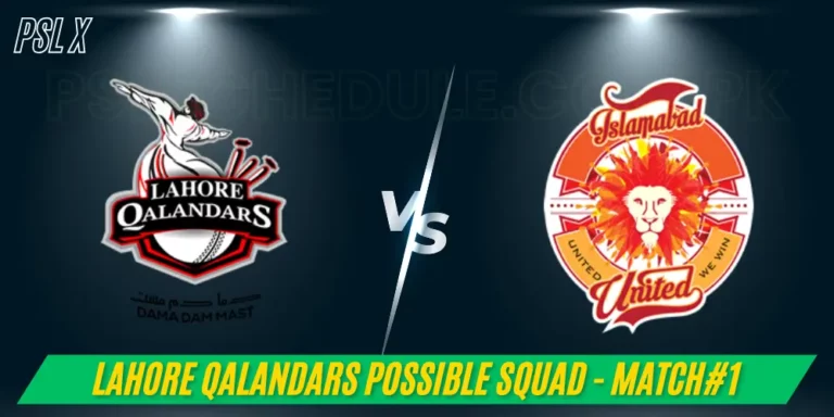 Lahore Qalandars Possible Squad against Islamabad United